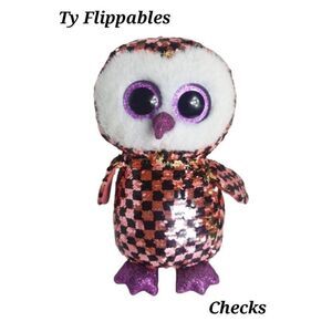 Ty Flippables Checks the Owl Sequin Plush Toy 10" Limited Edition